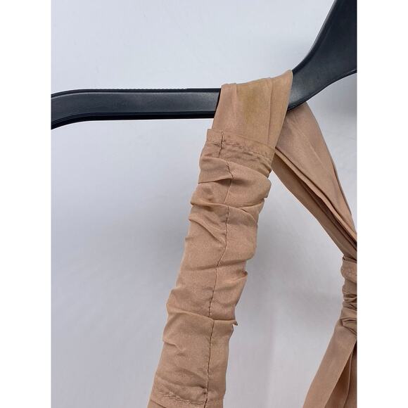 ELECTRIC FEATHERS Women's Beige Silk Relaxed-Fit Sleeveless V-Neck Jumpsuit SZOS - Picture 4 of 11